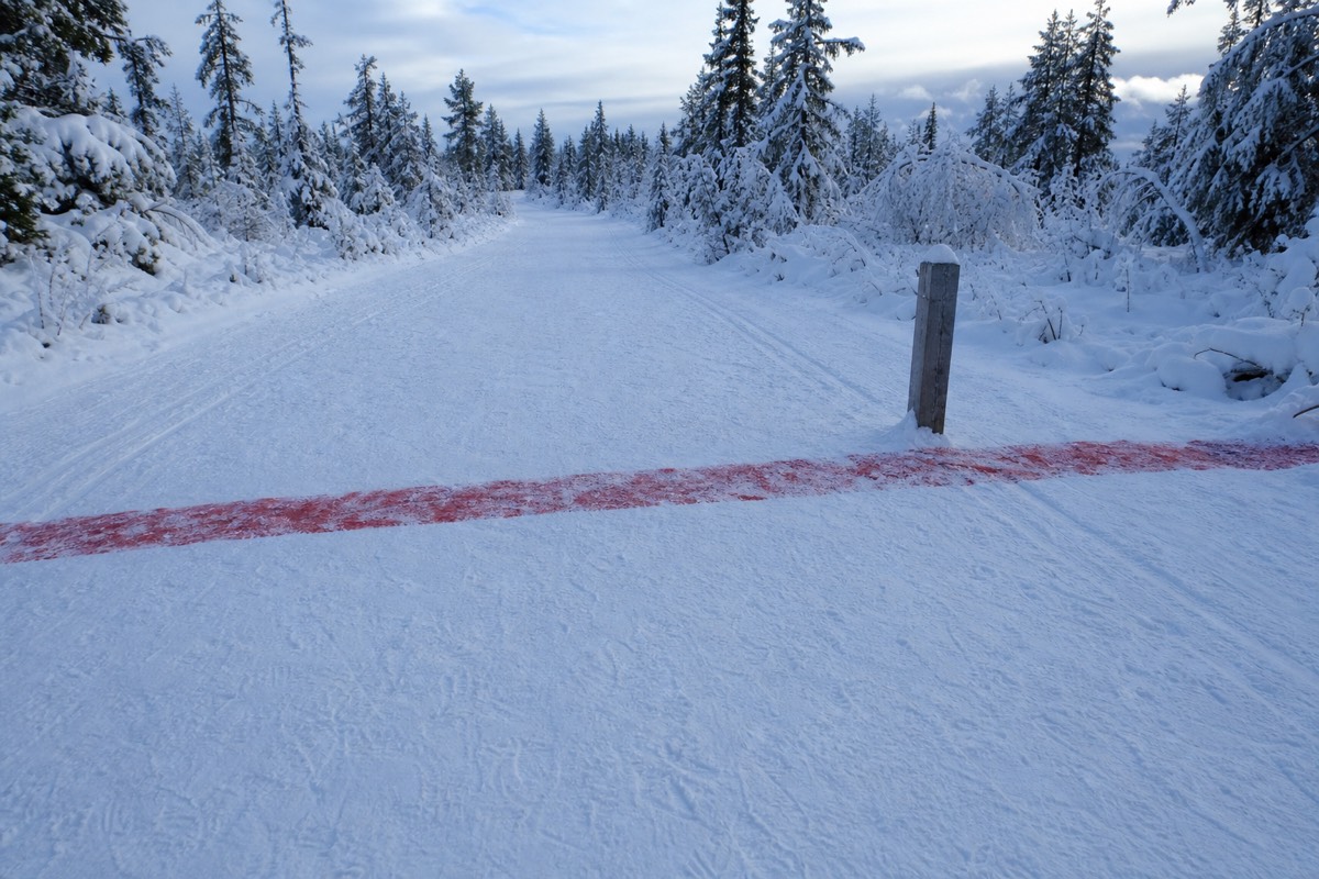 The Arctic Circle line marker near Rovaniemi